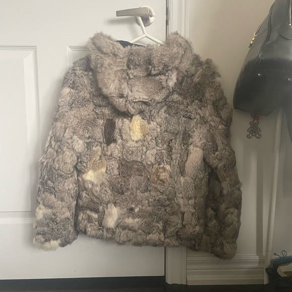 Rabbit Fur Jacket with Hood - Picture 4 of 4